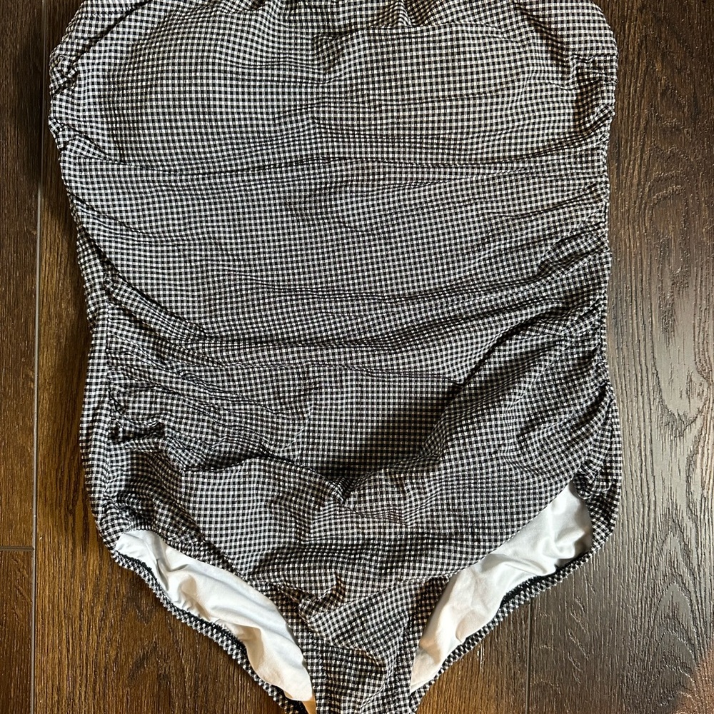 J. Crew Gingham Bandeau Swimsuit